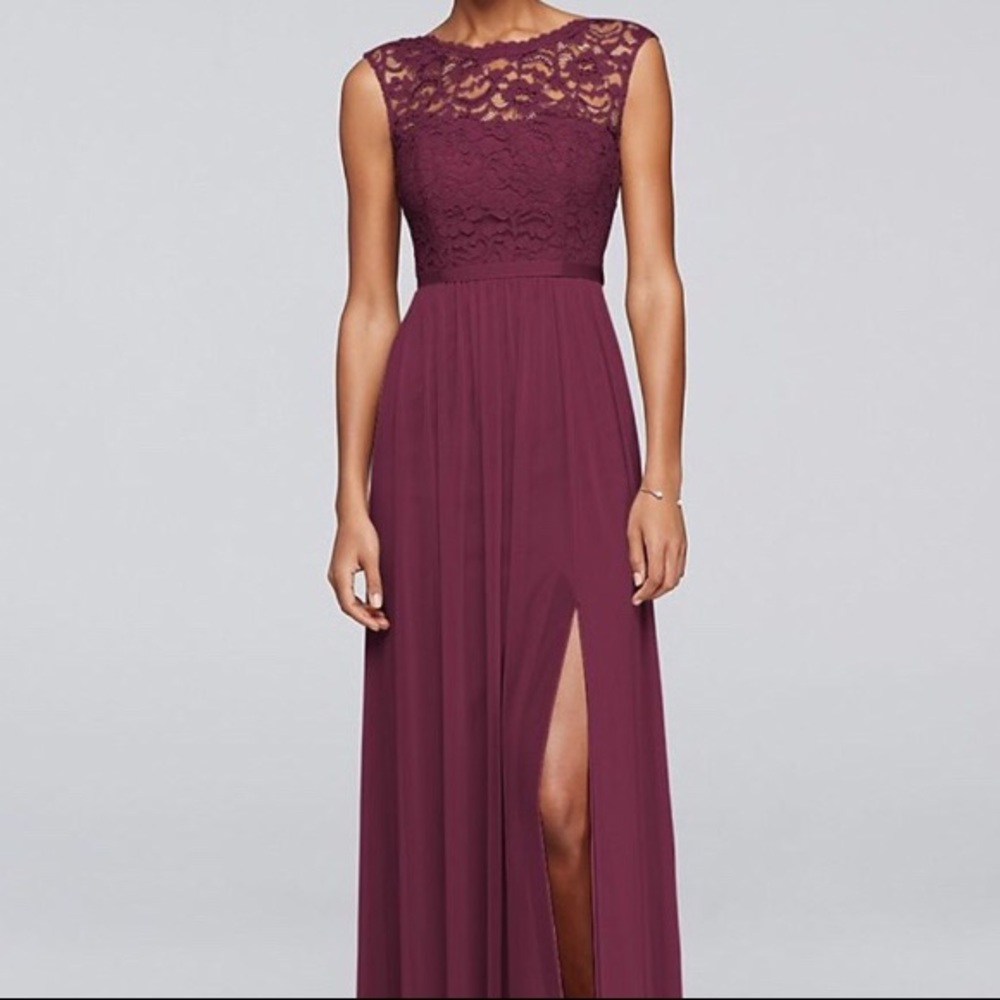 David’s Bridal size 2/bridesmaids/color is wine